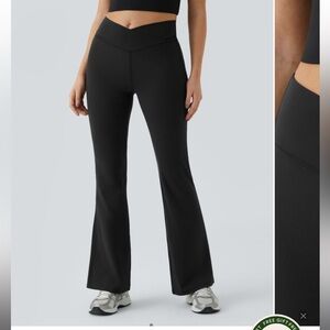 High Waisted Crossover Flare Yoga Leggings